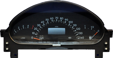 A class dashboard instrument cluster with missing pixels